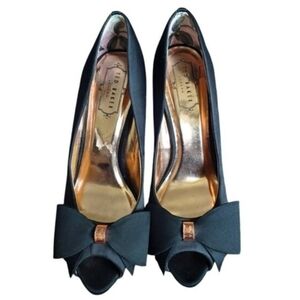 Ted Baker Black Nuala Bow Satin Pumps Size 40
